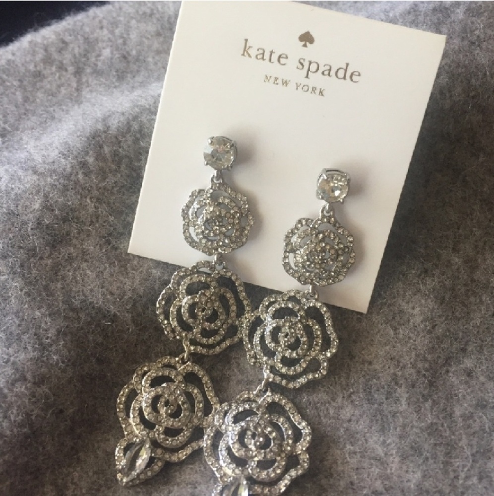 ♤New Kate Spade Pave Crystal Rose Drop Earrings♤
